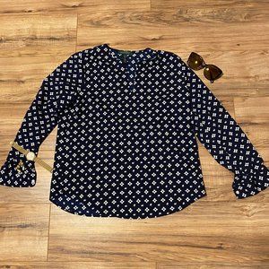 Lauren Ralph Lauren Petite Large Navy Blouse